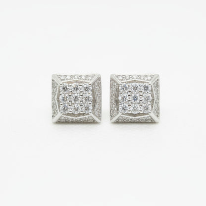 Sterling Silver Pyramid Moissanite Earrings