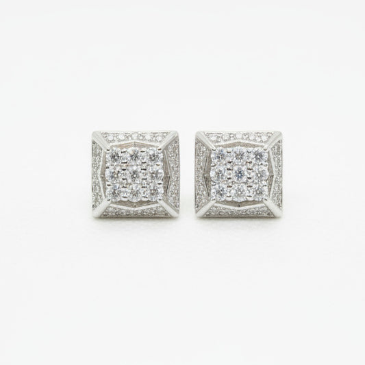 Sterling Silver Pyramid Moissanite Earrings