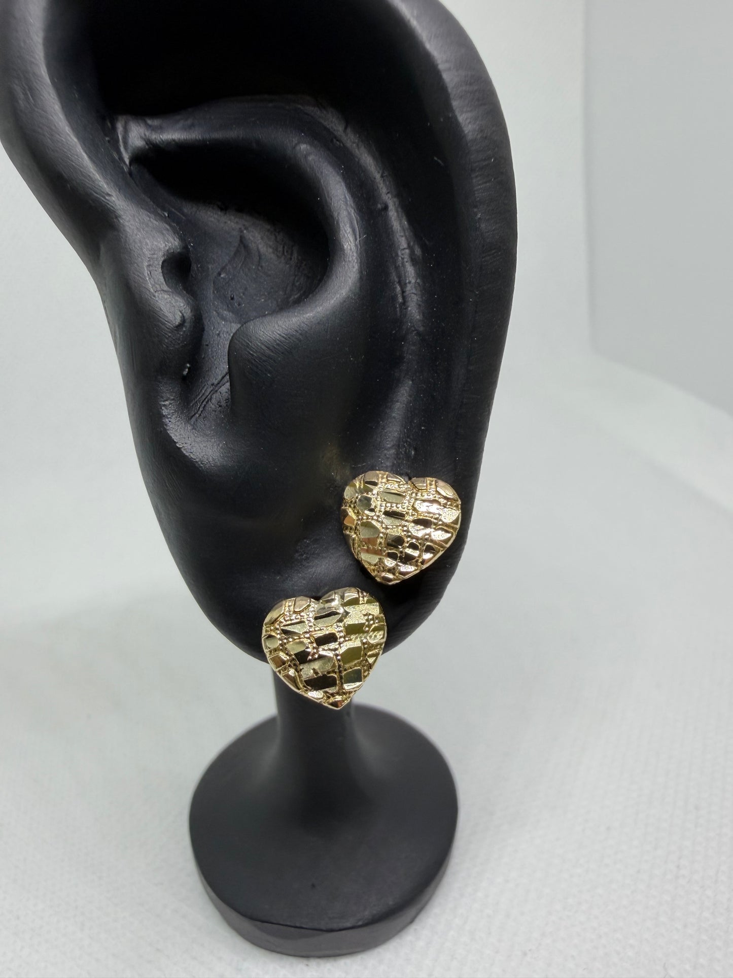 10K Yellow Gold Heart Nugget Earrings