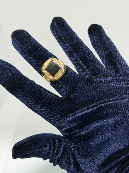 10K Solid Gold Black Onyx Ring - Size 11