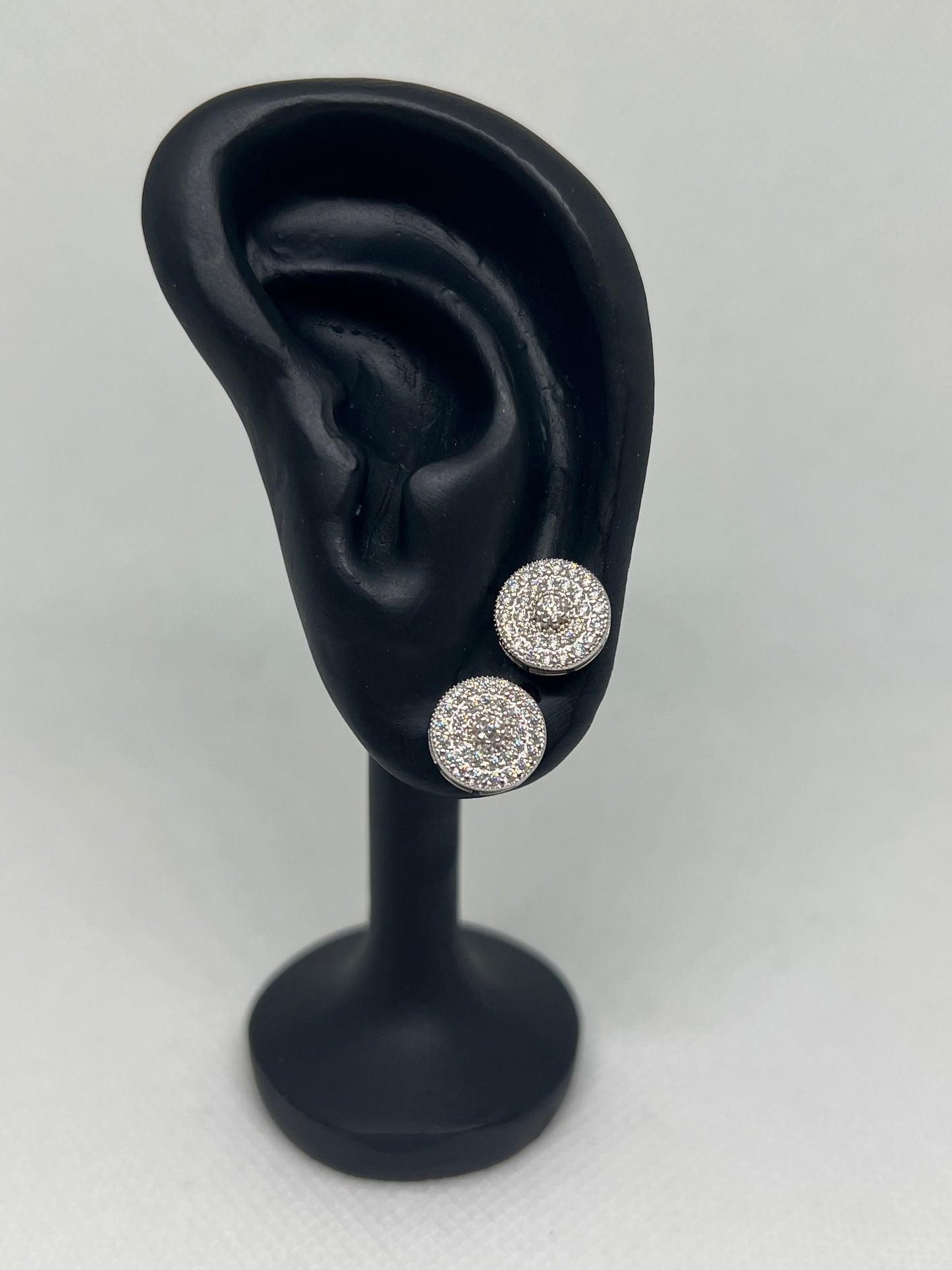 Sterling Silver Circle Glacier Moissanite Earrings