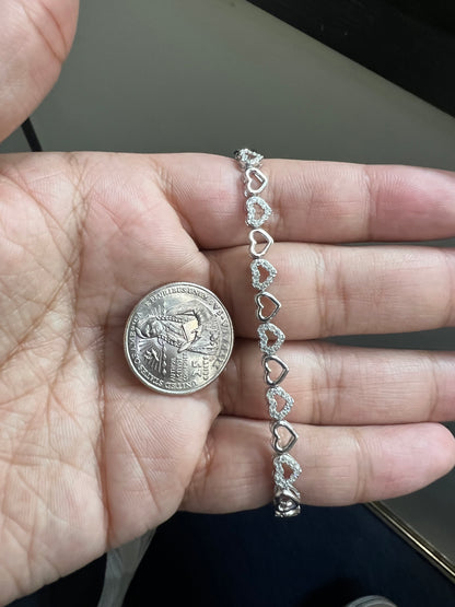 Silver Heart Moissanite Bracelet