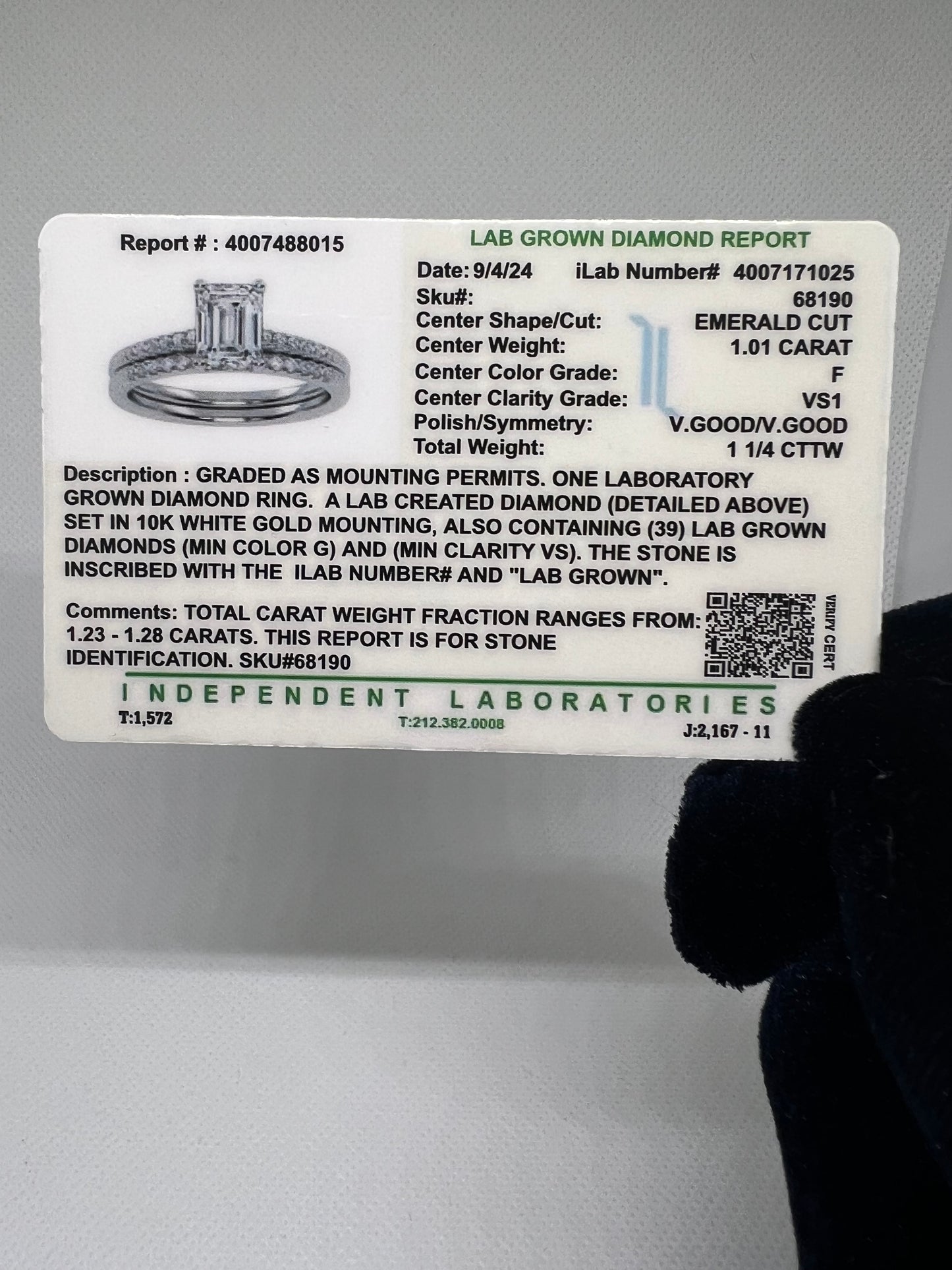 DC CERTIFIED Lab Grown Emerald Cut White Gold Diamond Bridal Set