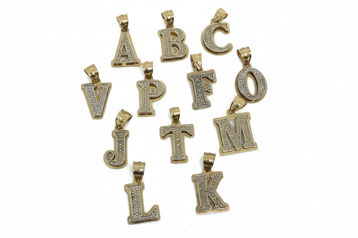 10K Solid Gold Double Plated Initial Pendants