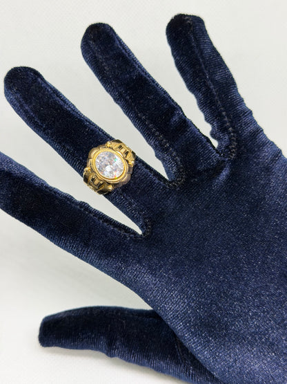10K Solid Gold Single Oval Stone Ring - Size 11