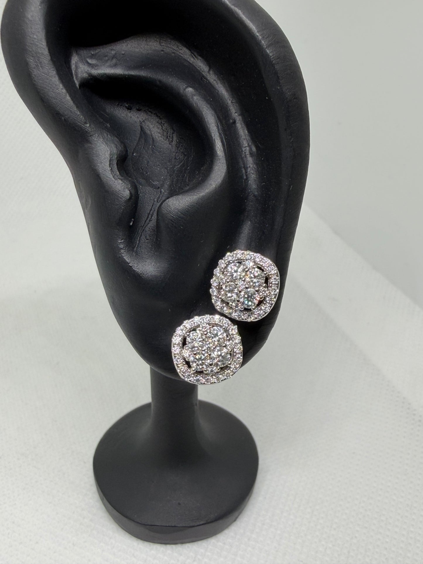 Sterling Silver Halo Setting Moissanite Earrings