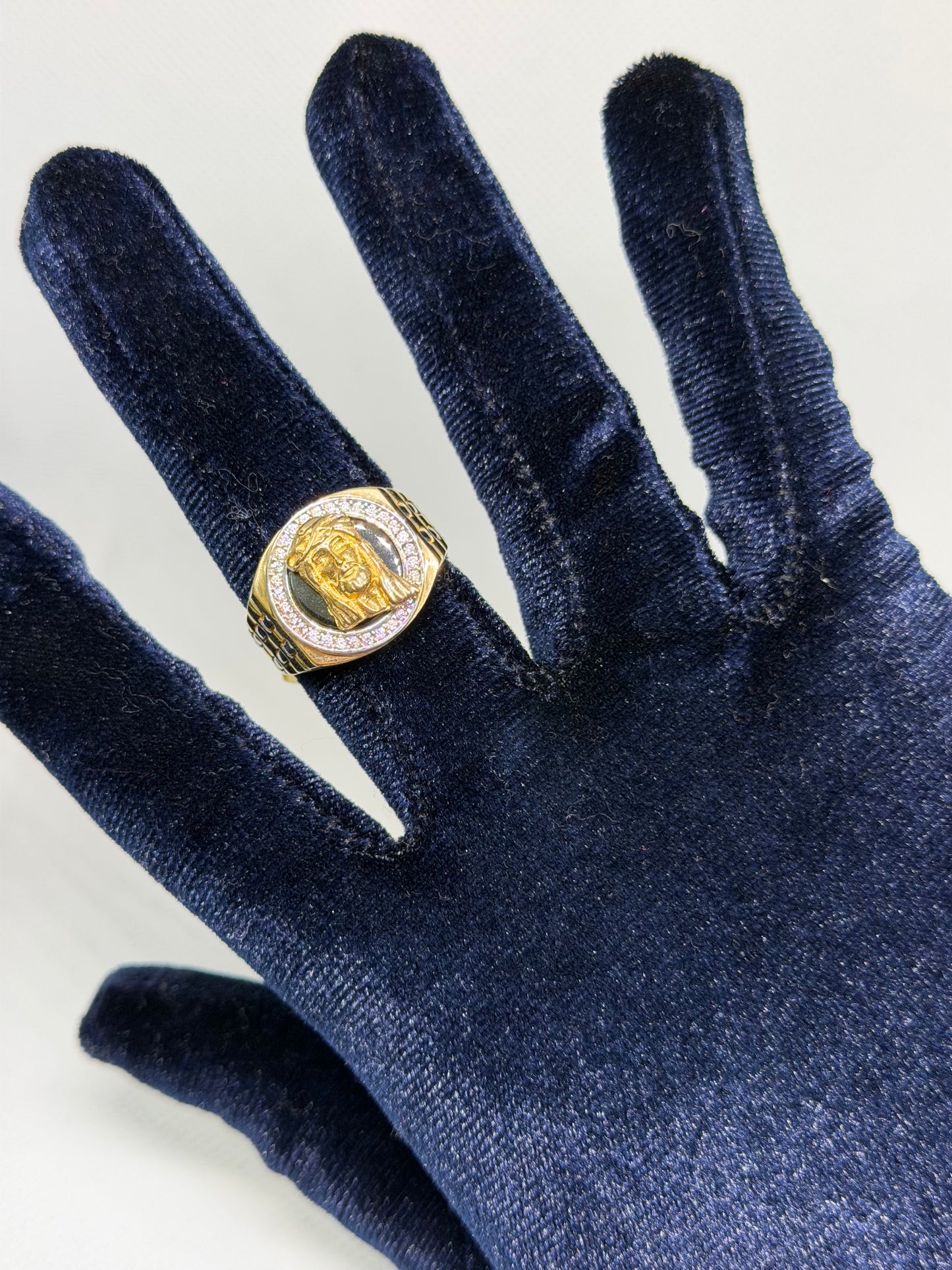 10K Solid Gold Jesus Head Ring - Size 10.5