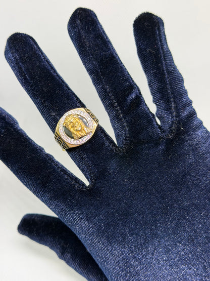 10K Solid Gold Jesus Head Ring - Size 10.5