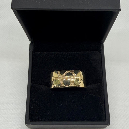 10K Solid Gold Nugget Ring - Size 10
