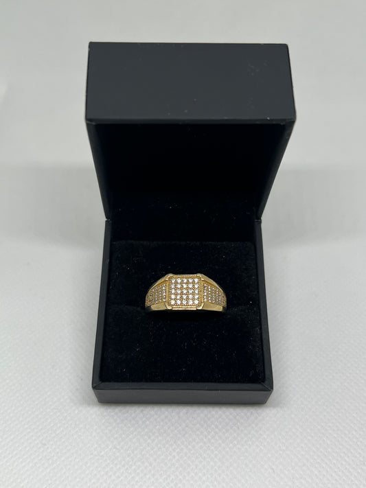 10K Solid Gold Mens Ring - Chain Included
