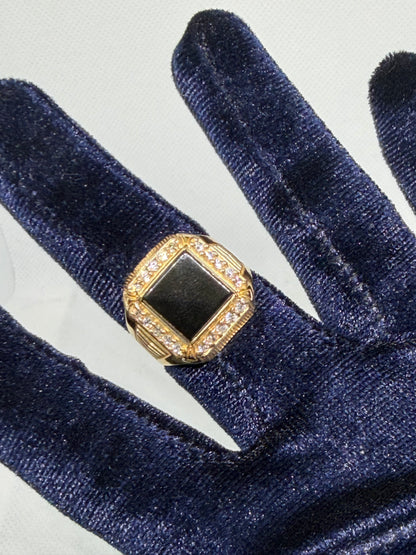 10K Solid Gold Black Onyx Ring - Size 11