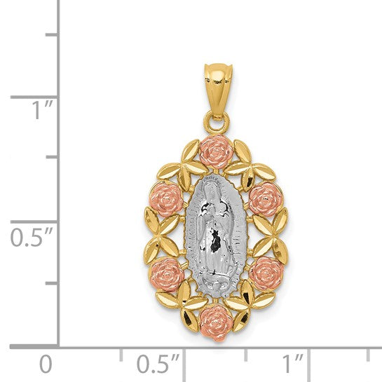14K Two Tone Gold Mother Mary Charm