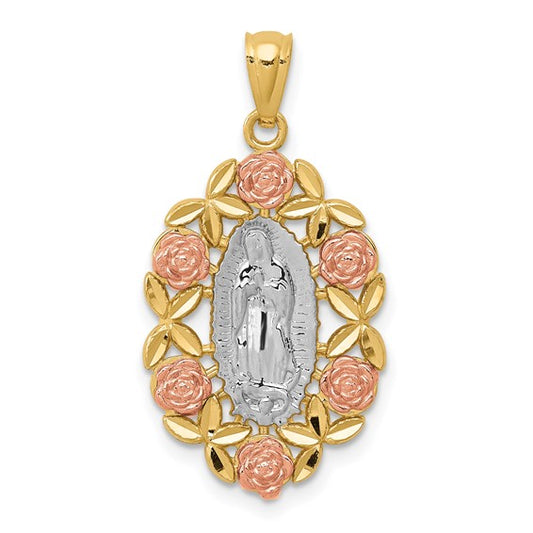 14K Two Tone Gold Mother Mary Charm