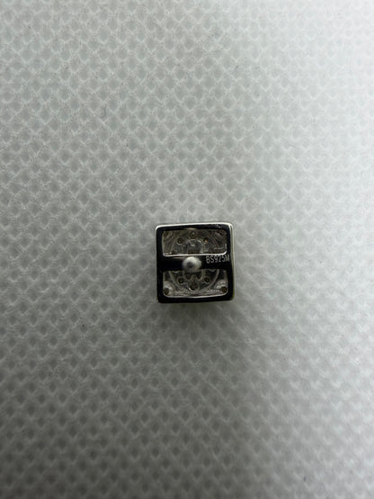 Sterling Silver Square Baguette Center Moissanite Earrings