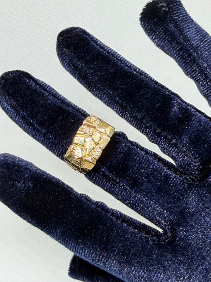 10K Solid Gold Nugget Ring - Size 7