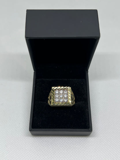10K Solid Gold Mens Ring - Chain Included