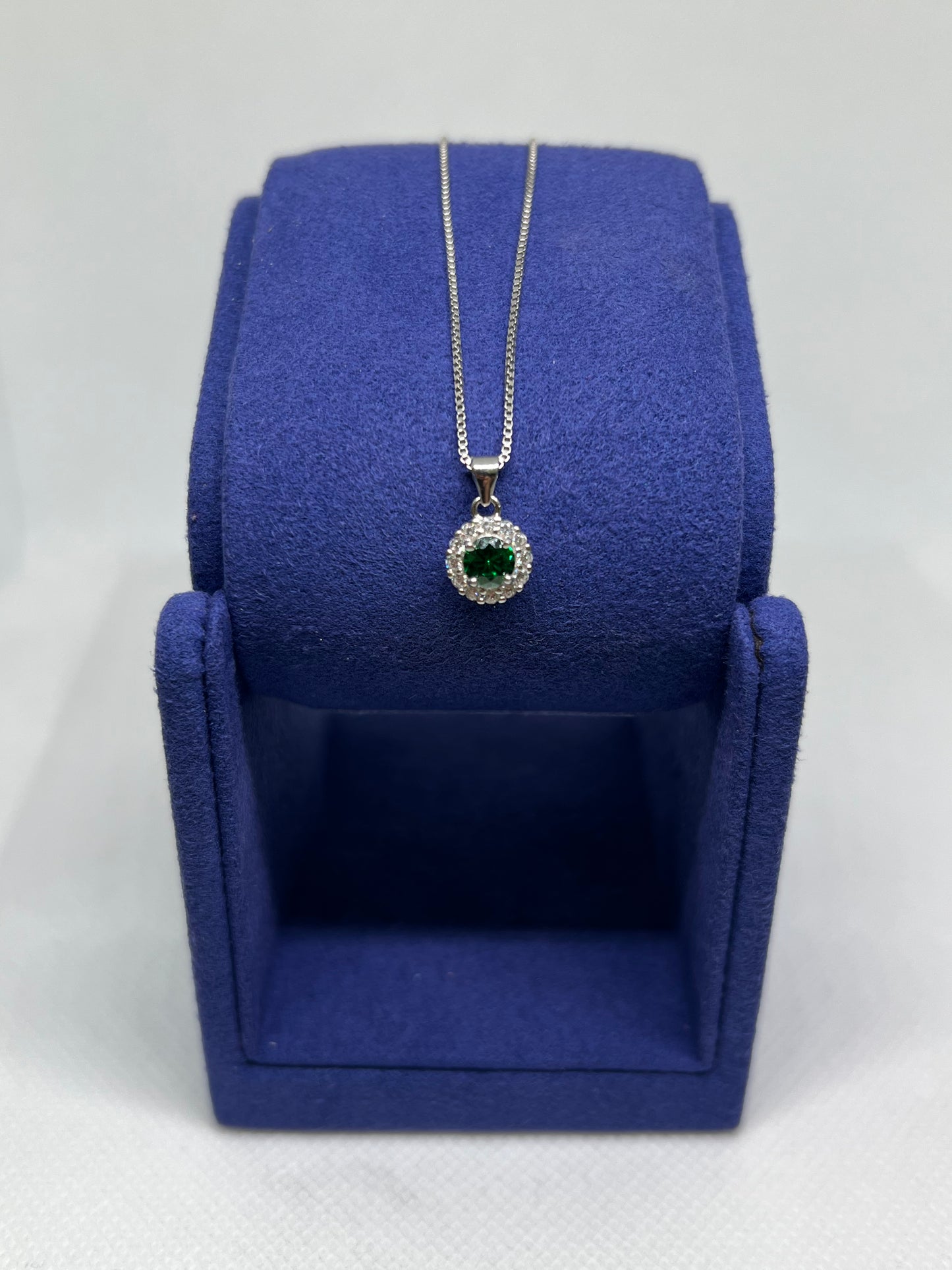 Sterling Silver Emerald Earring and Pendant Set