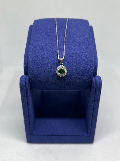 Sterling Silver Emerald Earring and Pendant Set