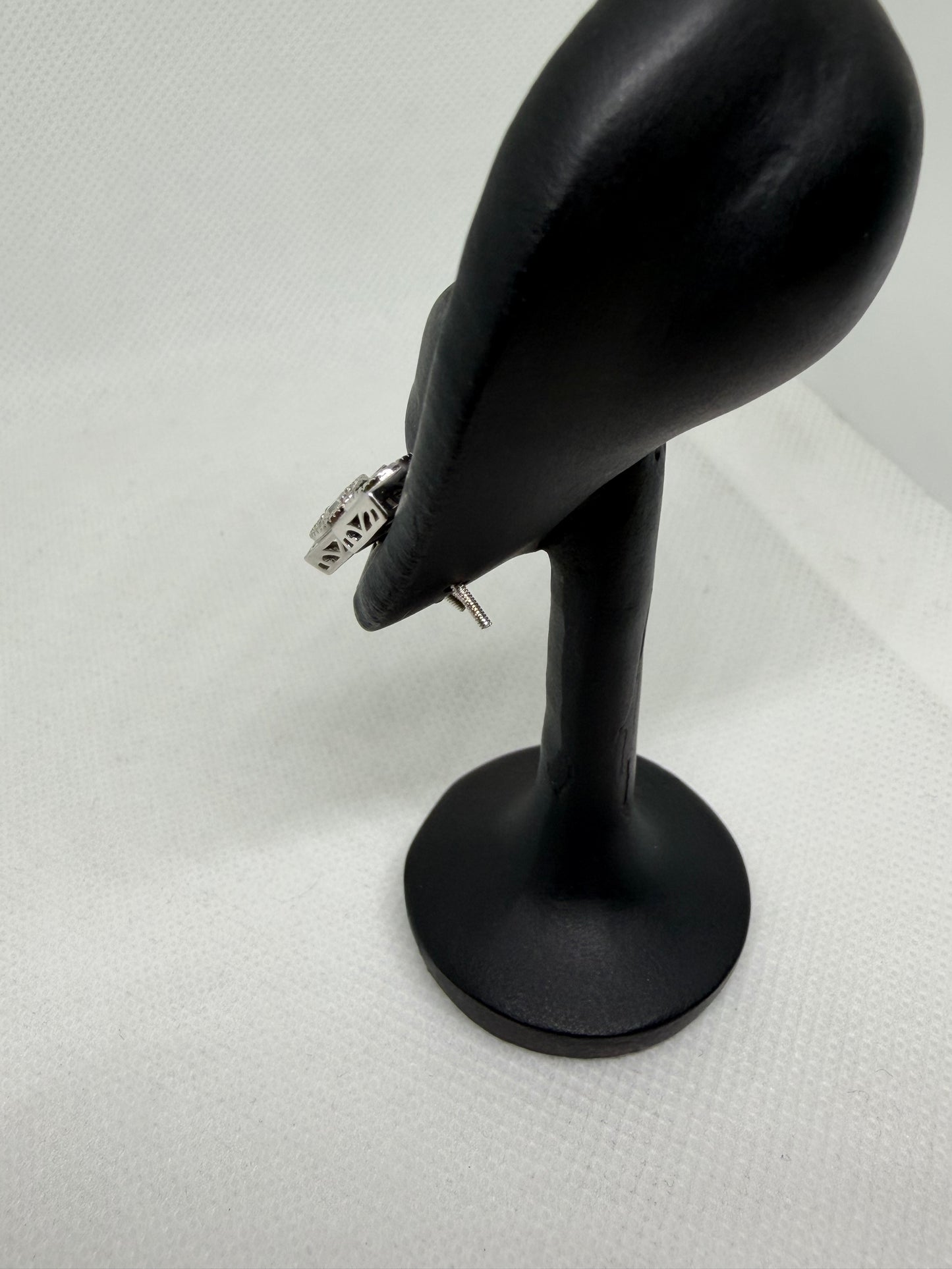 Sterling Silver Square Baguette Center Moissanite Earrings