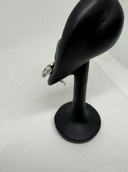 Sterling Silver Square Baguette Center Moissanite Earrings
