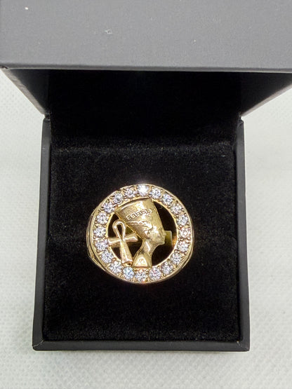 10K Solid Gold Nefertiti Ring - Size 11