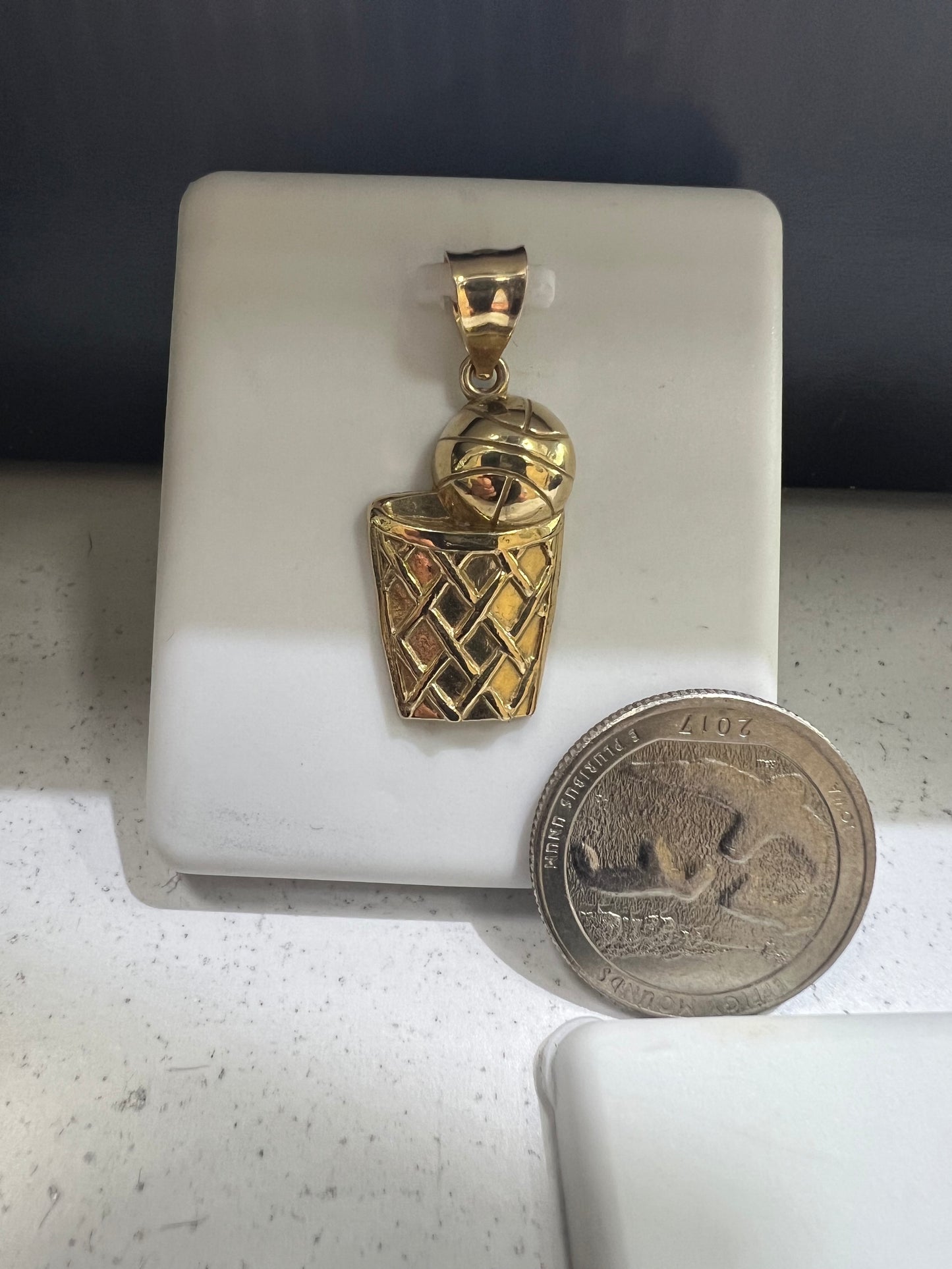 10K Gold Basketball Pendant