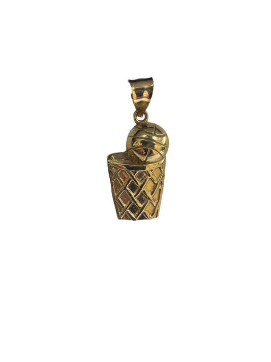 10K Gold Basketball Pendant