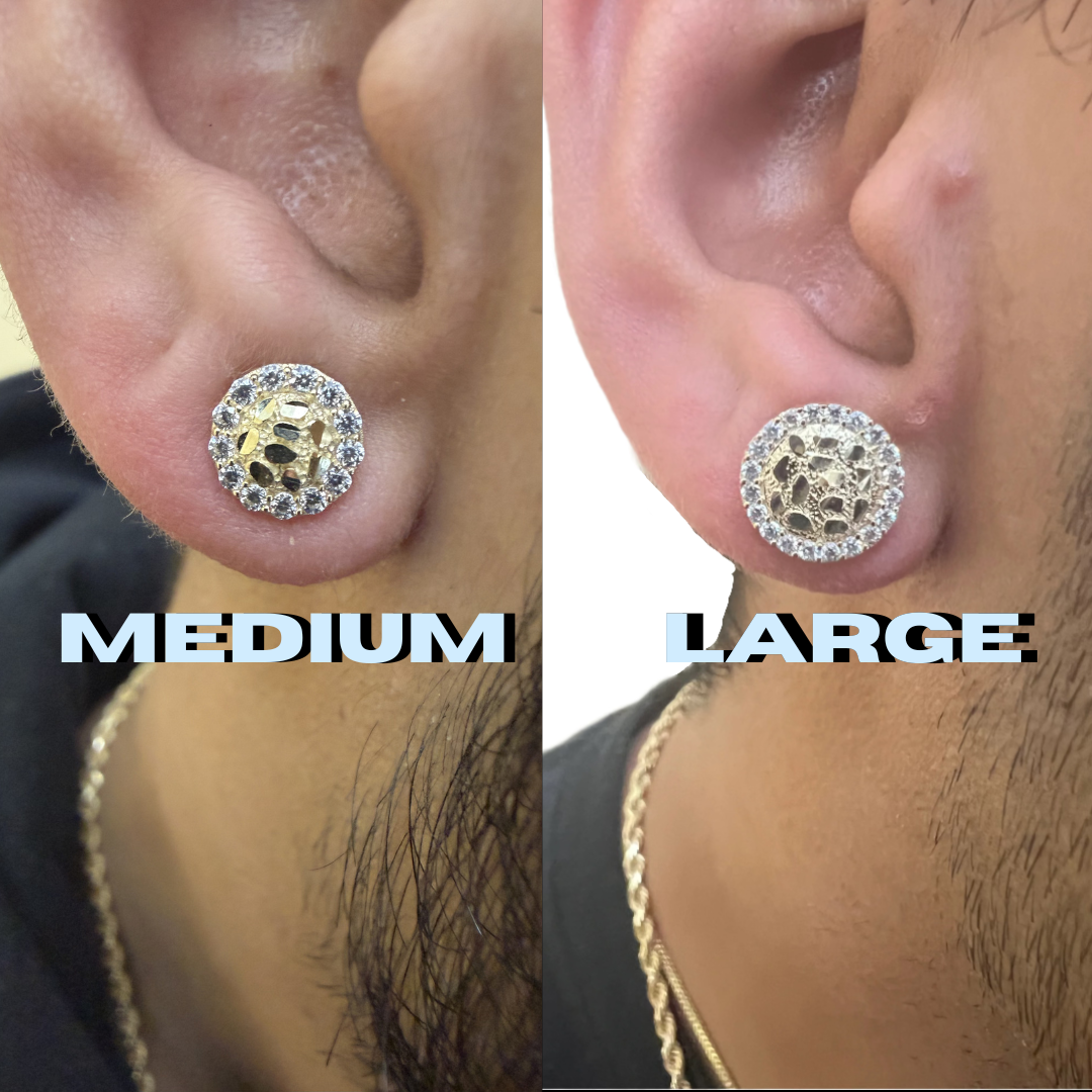 10K Glacier Cut Round Nugget Earrings