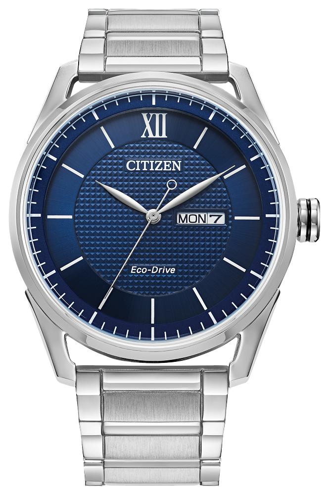 Citizen Eco Drive Silver Blue Face Watch