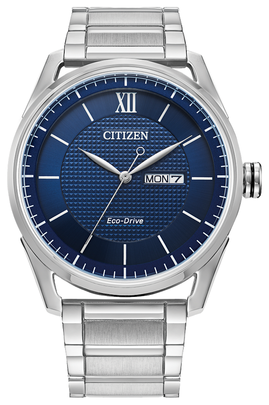 Citizen Eco Drive Silver Blue Face Watch