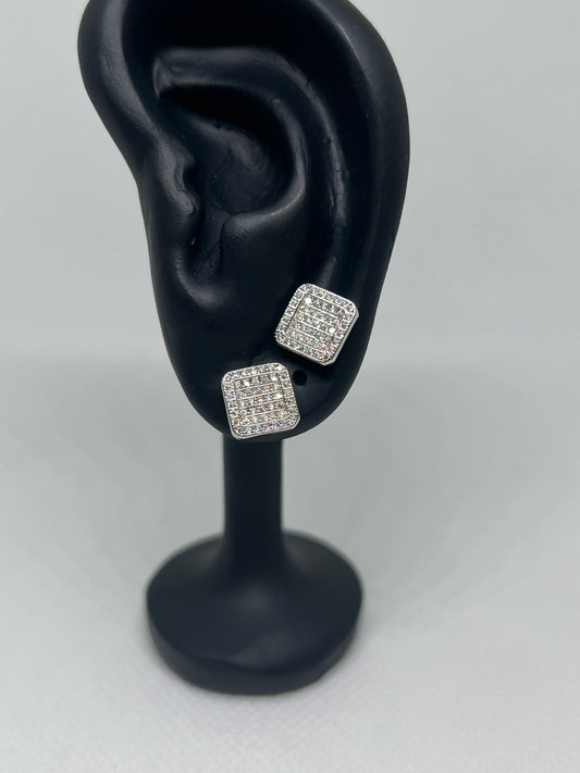 Sterling Silver Glacier Square Moissanite Earrings