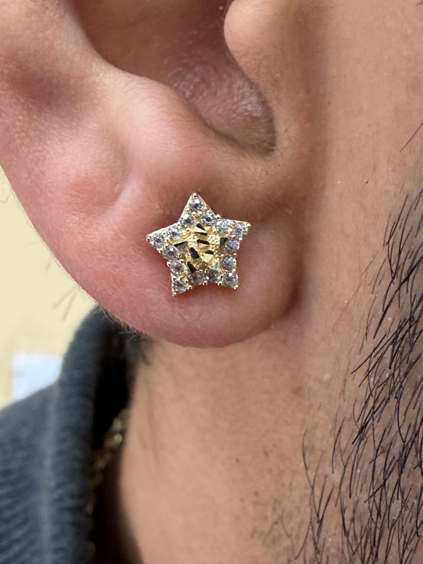 10K Glacier Cut Star Nugget Earrings
