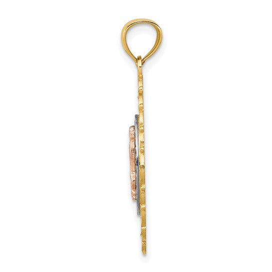 14K Tri Color Gold Mother Mary Pendant