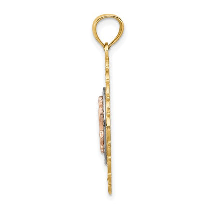 14K Tri Color Gold Mother Mary Pendant