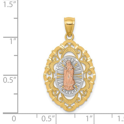 14K Tri Color Gold Mother Mary Pendant