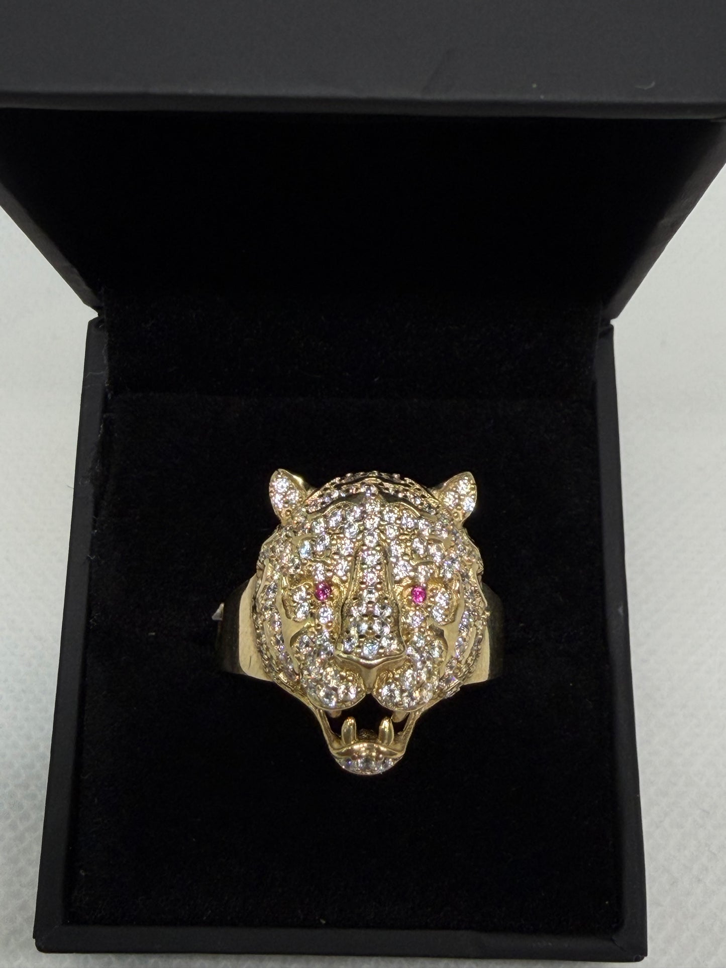 10K Solid Gold Panther Ring - Size 10