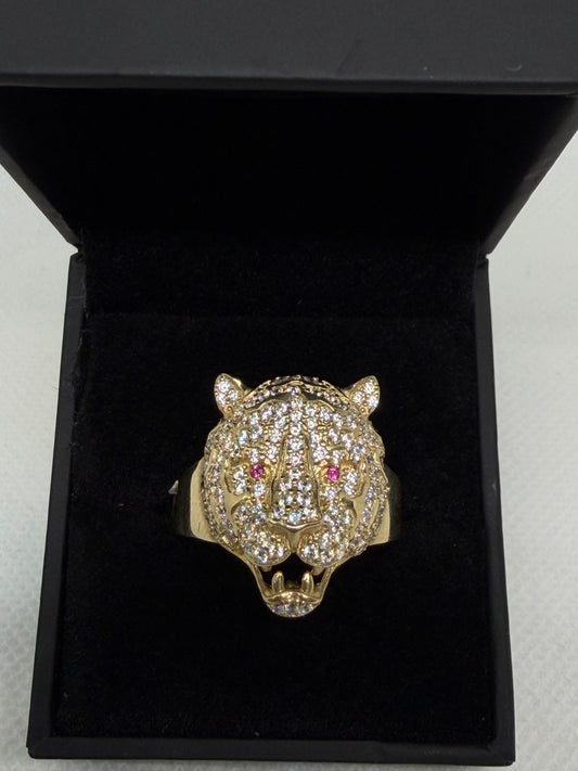 10K Solid Gold Panther Ring - Size 10