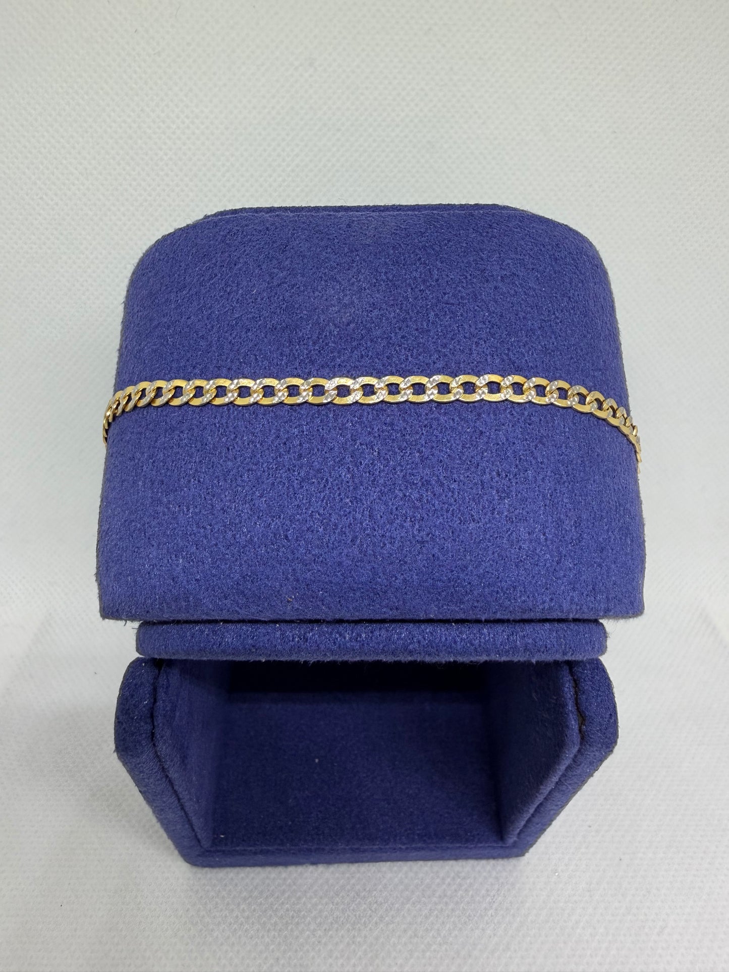 10K Solid Gold Cuban Diamond Cut Bracelet - 7 Inches