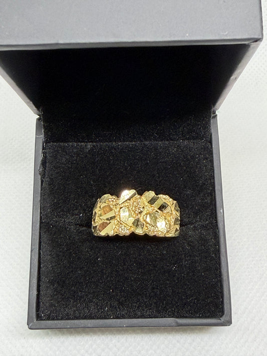 10K Solid Gold Nugget Ring - Size 7