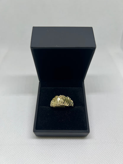 10K Solid Gold Nugget Ring - Chain Included
