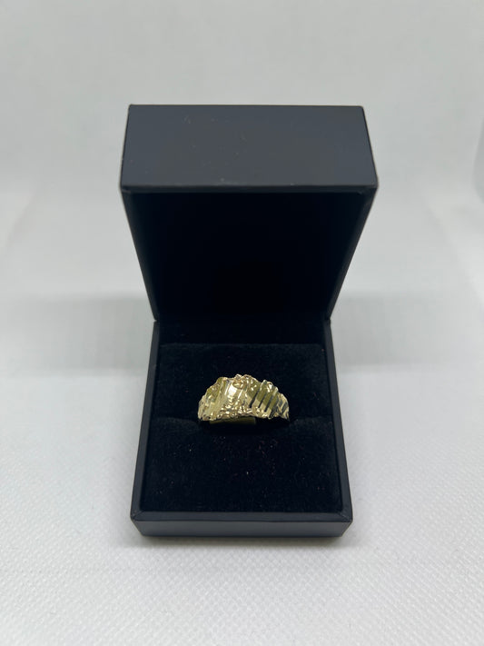10K Solid Gold Nugget Ring - Chain Included