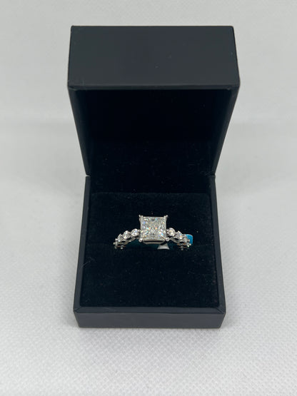 Silver Women Moissanite Ring - Complimentary Moissanite Studs
