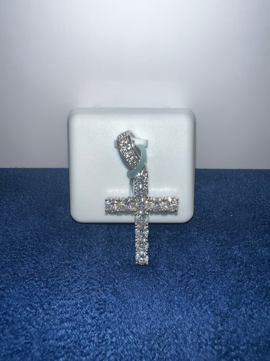 Silver Moissanite Cross Pendant