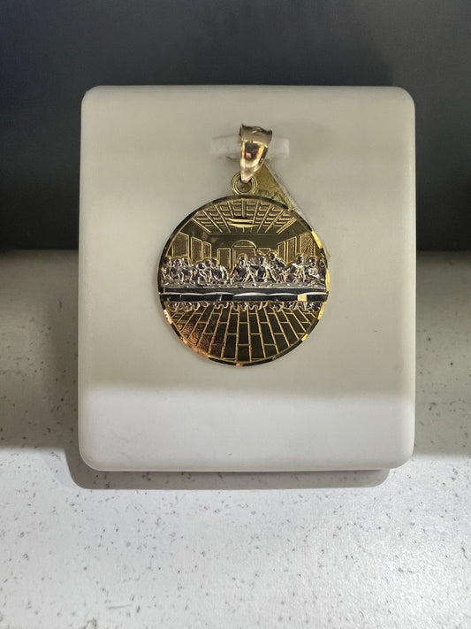 10K Gold Last Supper Circle Pendant (Medium)