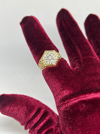 10K Solid Gold Mens Ring - Chain Included