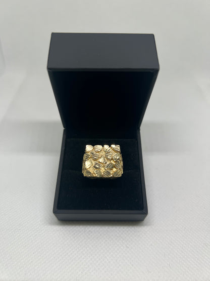 10K Solid Gold Nugget Ring - Chain Included