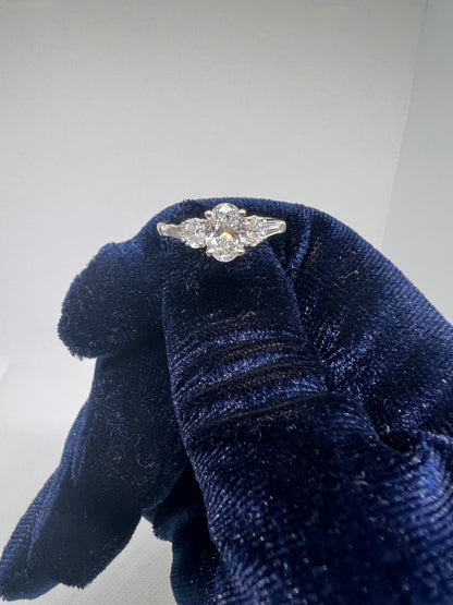DC CERTIFIED Lab Grown Oval with Baguette Diamond Ring