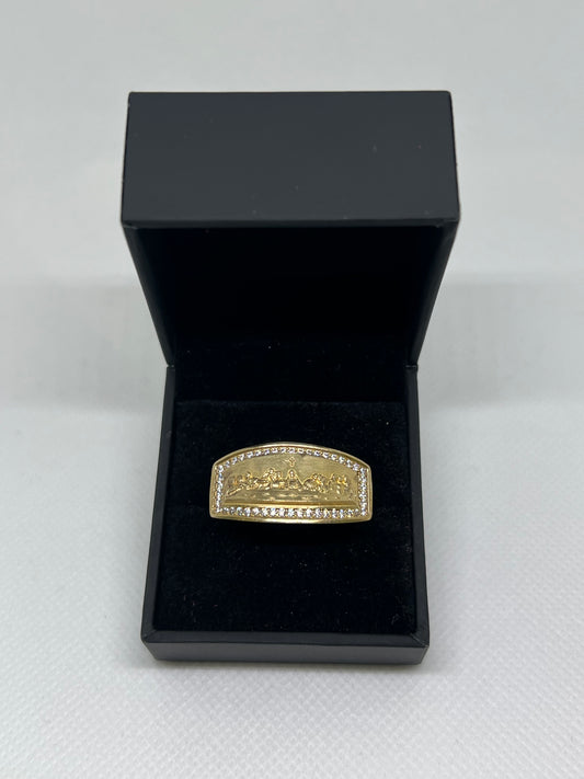 10K Solid Gold Last Supper Ring - Chain Included