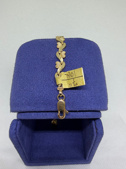 10K Solid Gold Flow Heart Bracelet - 7 Inches