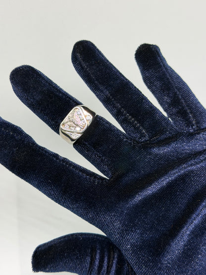 10K Solid White Gold Crucifix Ring - Size 9